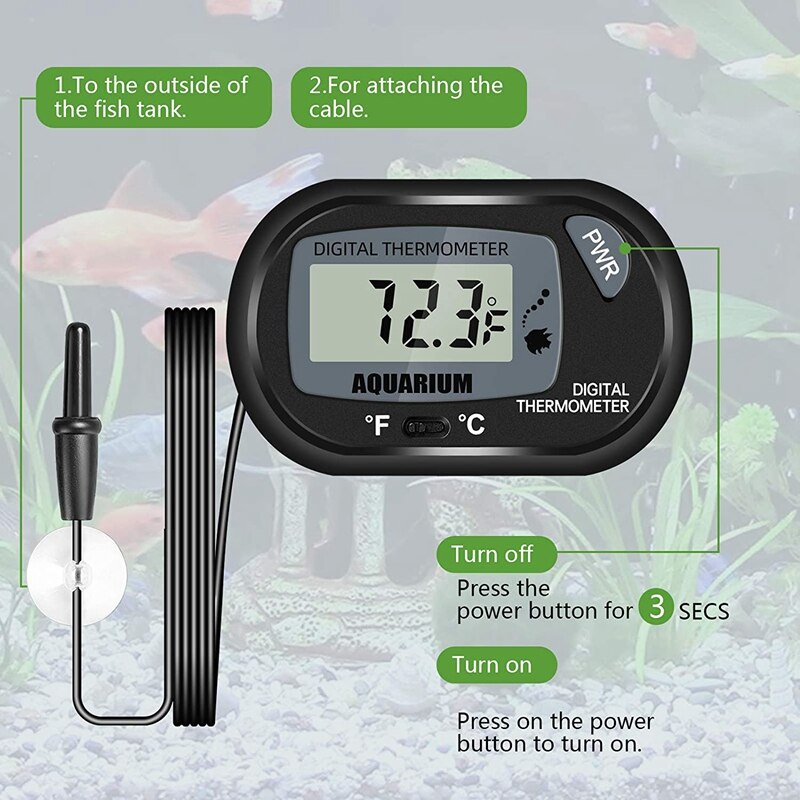 Digital Aquarium Fish Tank Thermometer Terrarium Water Temperature Gauge with Waterproof Sensor Probe
