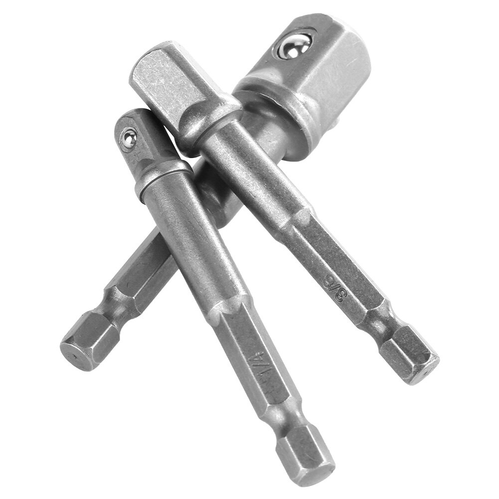 3 stk fatningsadapter 1/4 tommer sekskantet skaft  to 1/4 3/8 1/2 firkantet adapter til boremaskine topnøgle