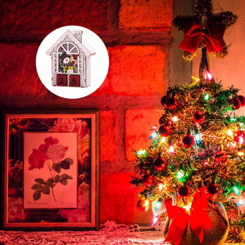 1pc træ nedtællingskalender stereo julekalender ornament uden batteri: Assorteret farve 2