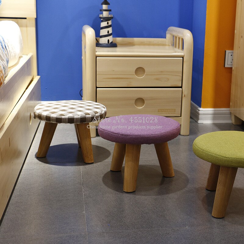 Simple and Stylish Solid Color Stool Household Wood Shoes Stool Round Cute Childrens Stool 29x29x30cm Dotomy Kids Stool