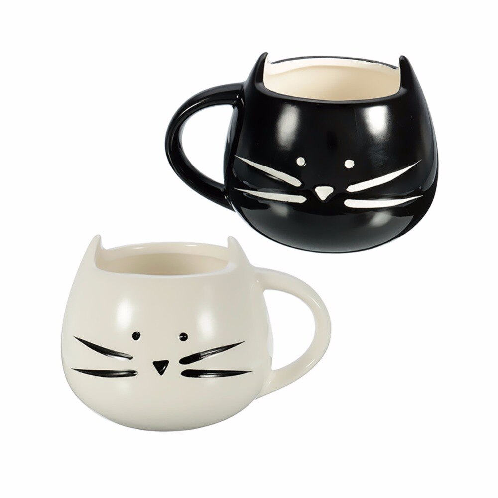 Taza de cerámica blanca/negra para parejas, taza para amantes, café, leche, 420ml