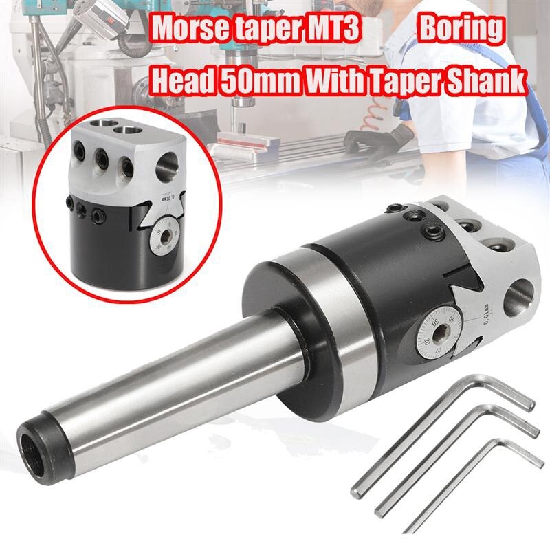 1 Set 50Mm Mt3-M12 Universal Usage Boring Head With Morse Taper Shank For Lathe Milling Tool