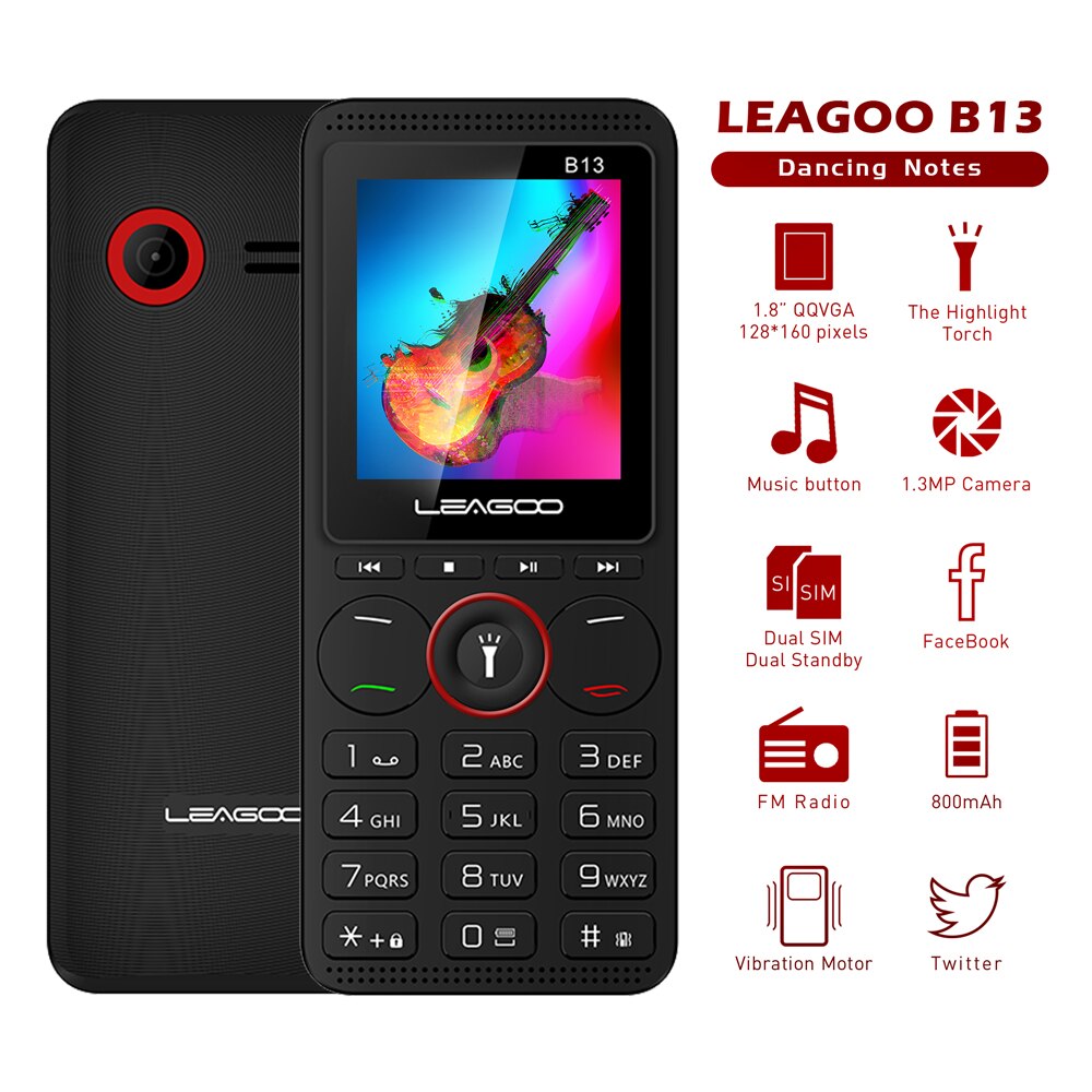 LEAGOO B13 Funktion praktisch 1,77 ''32 MB + 32MB Senior freundlicher Mini Telefon Russische Tastatur 2G GSM drücken-Geschmack Schlüssel praktisch