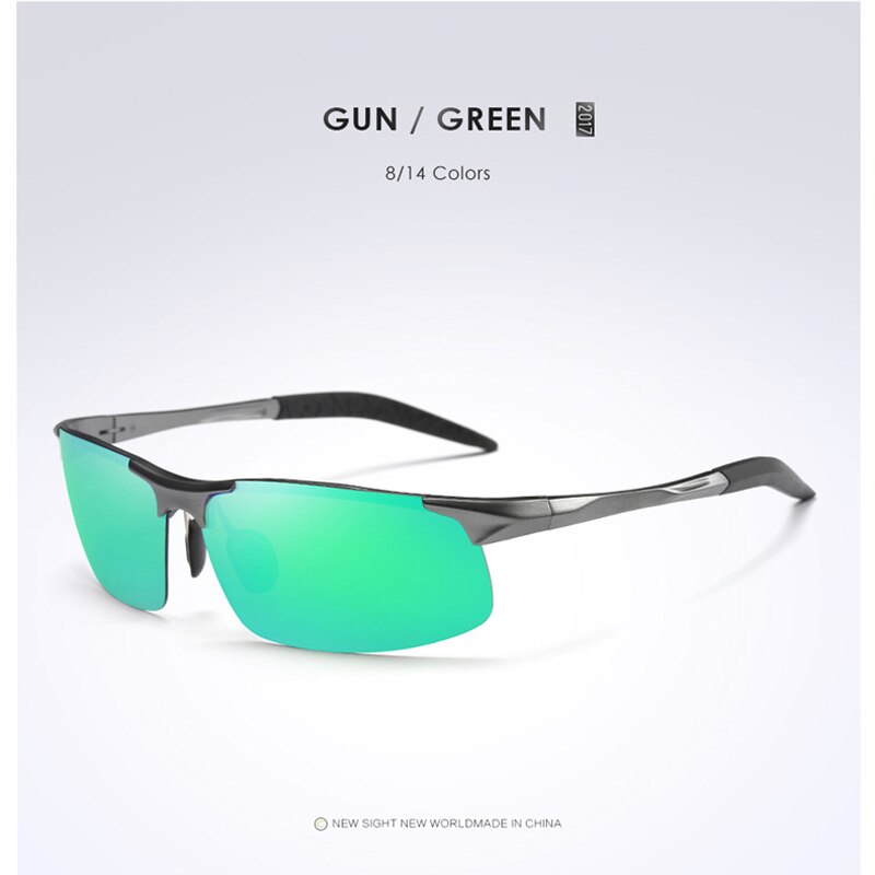 Aluminium Mannen Gepolariseerde Zonnebril Mannelijke Spiegel Rijden zonnebril Mannen gafas retro de sol masculino: JY8177 C8