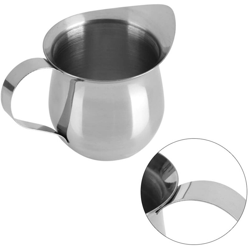 Milk Frothing Pitcher Cup 240Ml And 90Ml, Mirror Finish Stainless Steel Kitchen Cup, Wide Mouth With Pouring Spout