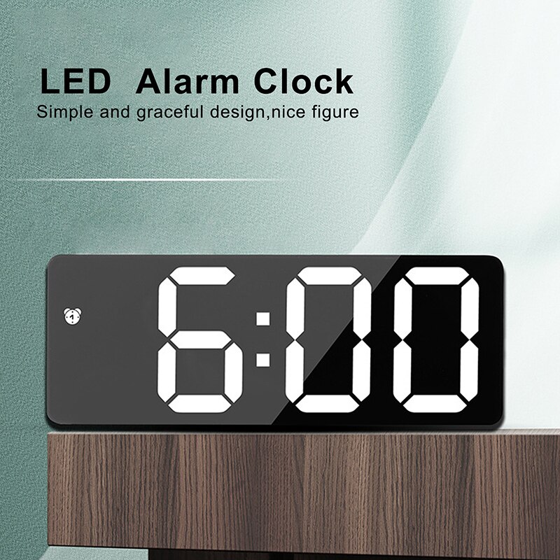 mini LED mirror digital watch clock display date temperature for home bedroom desktop electronic alarm clock