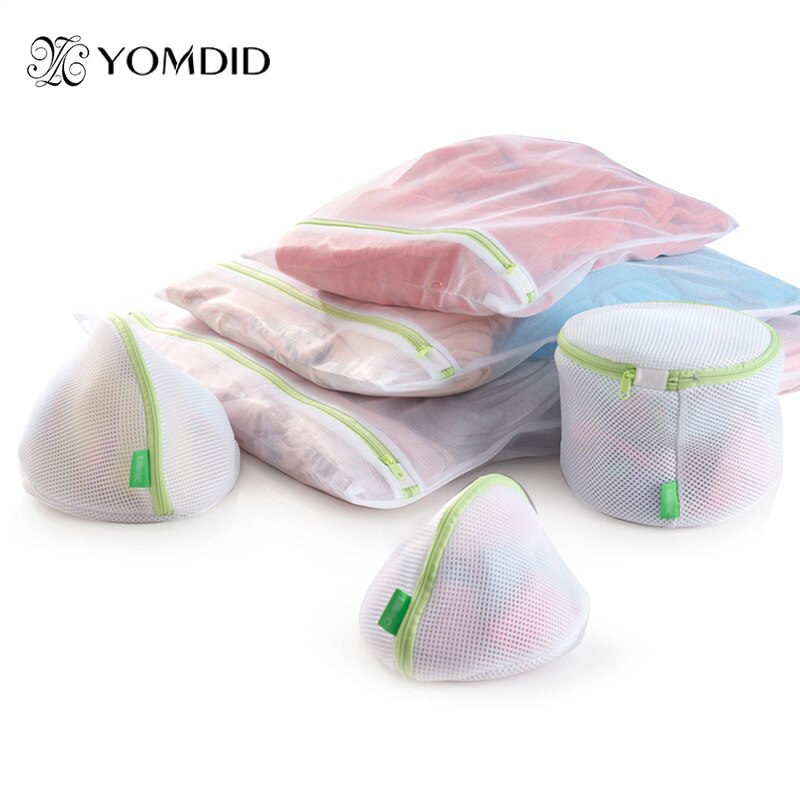 6 Stks/partij Bescherming Mesh Bag Voor Shirt Sok Ondergoed Wassen Wasmand Duurzaam Ritssluiting Mesh Waszak