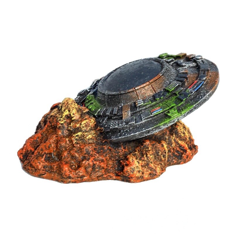 Aquarium UFO Decorations Fish Tank Ornaments Small Resin Sunken Spaceship for Freshwater Saltwater Betta Tanks Decor