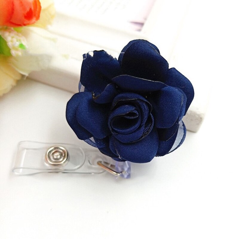 Rose blomster udtrækkeligt sygeplejerske emblem hjul lægestuderende id-kort badge holder plastik badges til adgangskort: Blå
