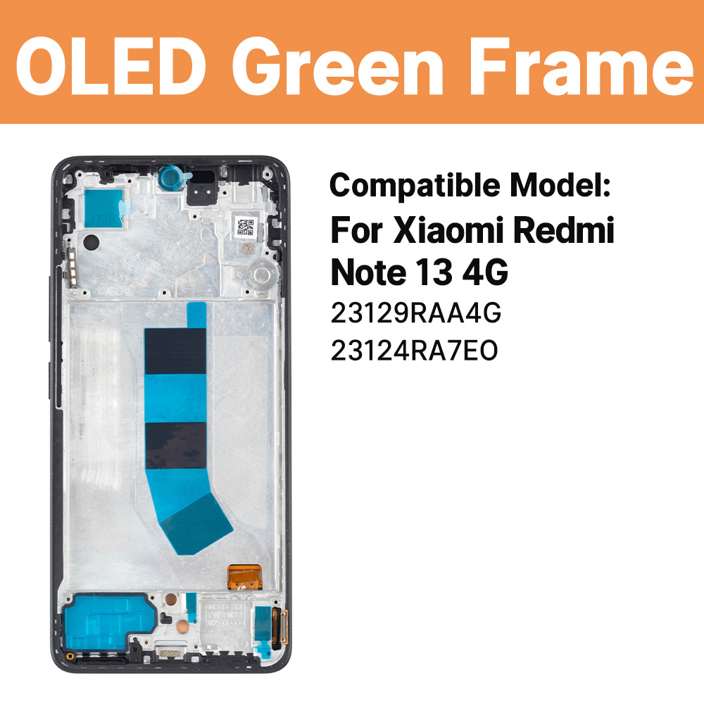23124RA7EO 6,67 "LCD probado para Xiaomi Redmi Note 13 4G pantalla 3D MONTAJE DE digitalizador con pantalla táctil para Redmi Note 13 4G marco LCD: Azul cielo