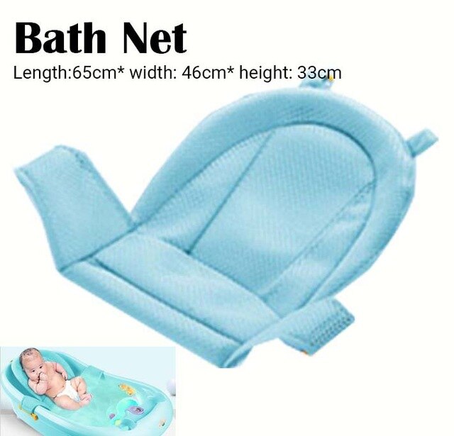 Folding Baby Bath Tub Foldable Baby Shower Bath Tub With Non-slip Cushion Eco-friendly Newborn Bathtub Safe Adjustable Kids Bath: net blue