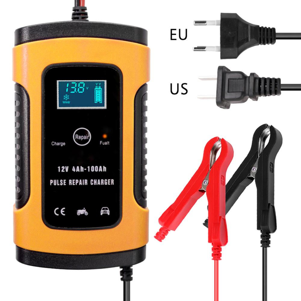 Full Automatic Car Battery Charger 110V-220V To 12V 6A Intelligent Fast Power Charging Wet Dry Lead Acid Digital LCD Display