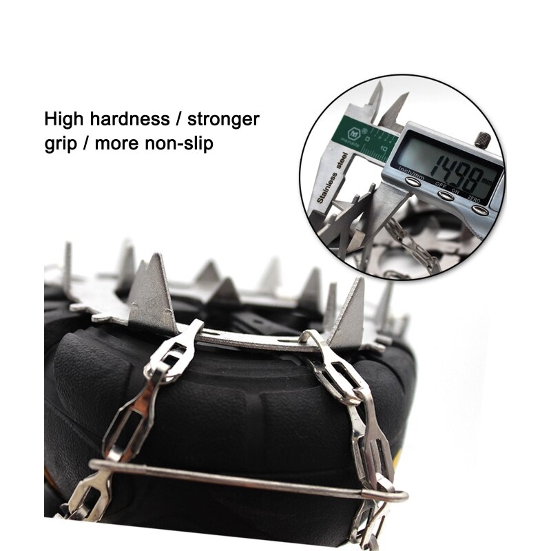 Ice Cleats Traction Snow Grips for Boot Shoe Anti Slip 18 Spikes Safe Protector U7EF
