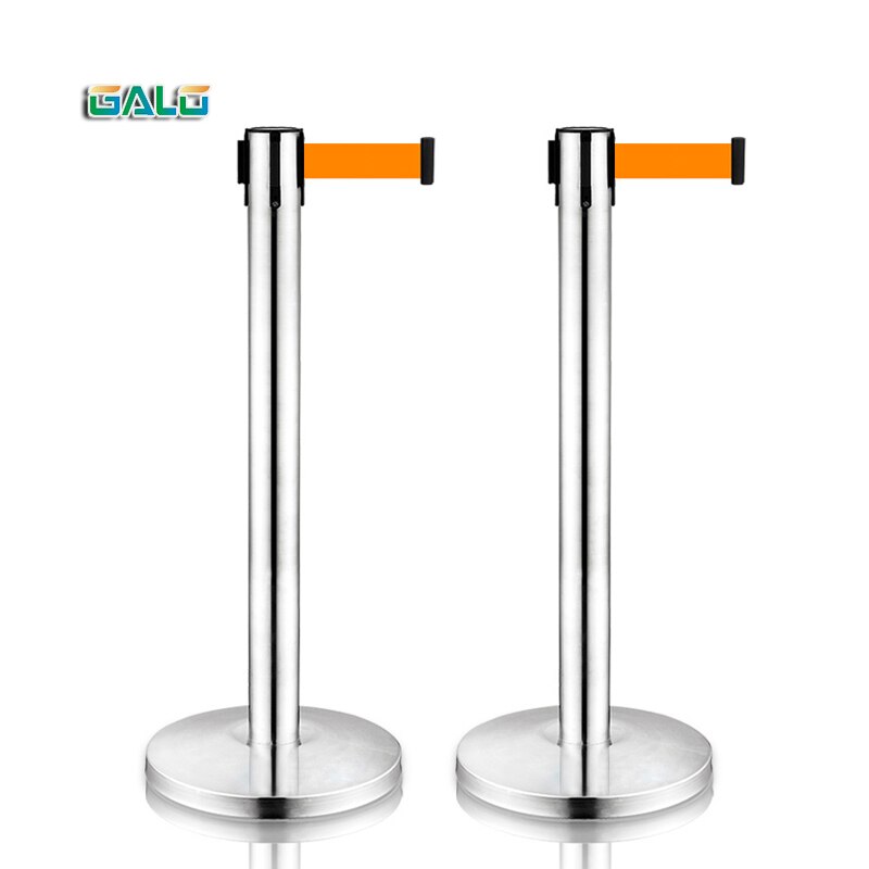 3meters Stainless Steel Warning Line Traffic queue barrier post Crowd Control Barrier 2pcs a Pair for: Orange