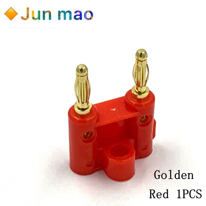 2Pcs Gilded Double Dual 4mm Banana Plug for Binding Post Jack Speaker Adapter: 1Red  G