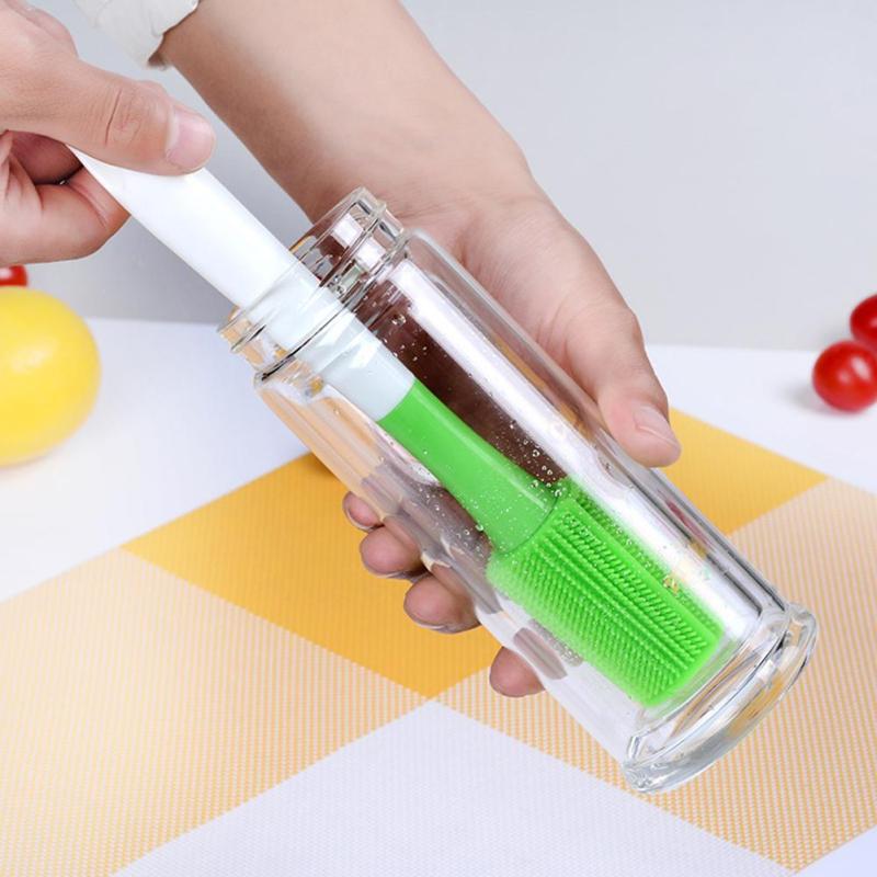 1PC Silicone Bottle Brush Long Handle Milk Bottle Cup Glass Roller Brush Cleaner Household Kitchen Cleaning Gadgets