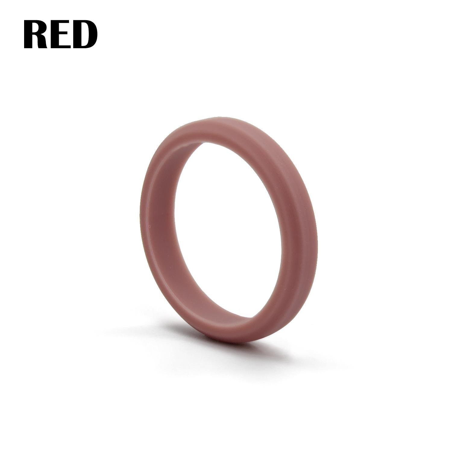 Anillo deportivo de silicona hipotenusa para mujer, 7 colores, bandas de goma para boda, anillos flexibles hipoalergénicos, 1 ud.: 8 / Rojo