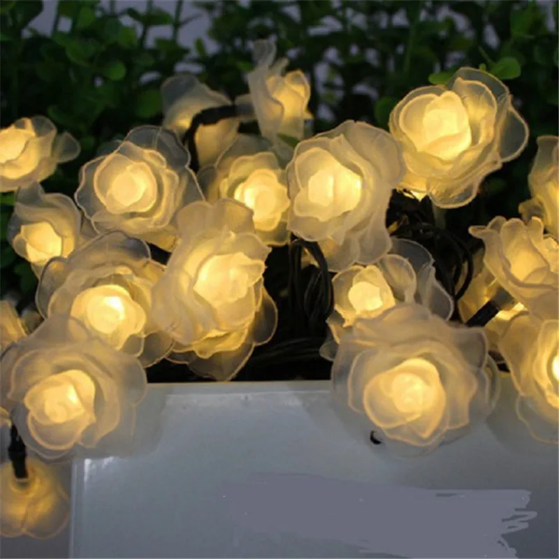 Led-solcellelampe solcelledrevet hagelys jul utendørs dekorasjonslys hage sommerfuglrose dekorativt lys utendørs kranslys: Lys gul / 11-15w