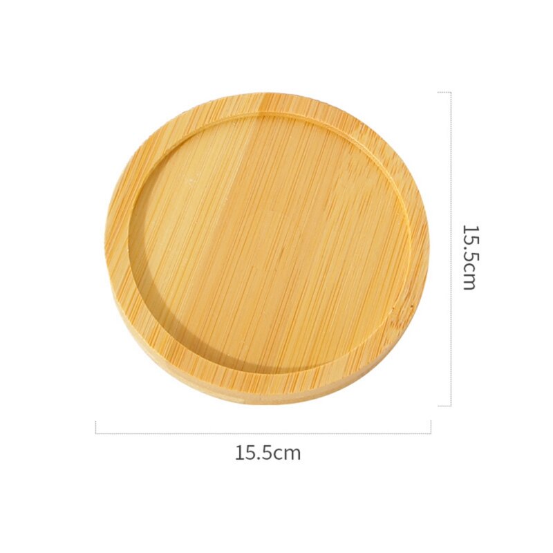 Bols en bambou naturel assiettes pour plantes succulentes Pots plateaux Base Stander décor de jardin décoration de la maison rond carré plateau artisanat: 8