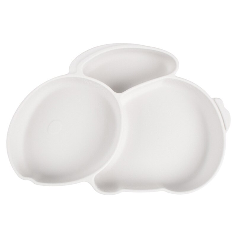 Baby Suction Bowl Divided Dinner Plate Infants Learning Feeding Dish Non-toxic BPA-Free Silicone Solid Color Cute Cartoon: Y23