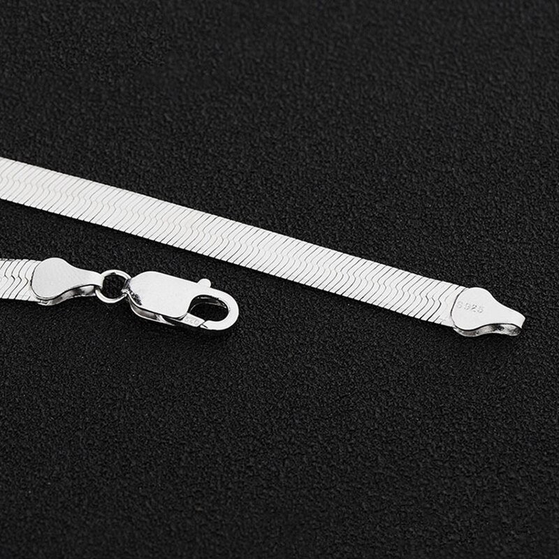 925 Zilveren Ketting 4Mm Snake Chain Mannen &amp; Vrouwen Paar Sterling Zilveren Sieraden Blade Keten