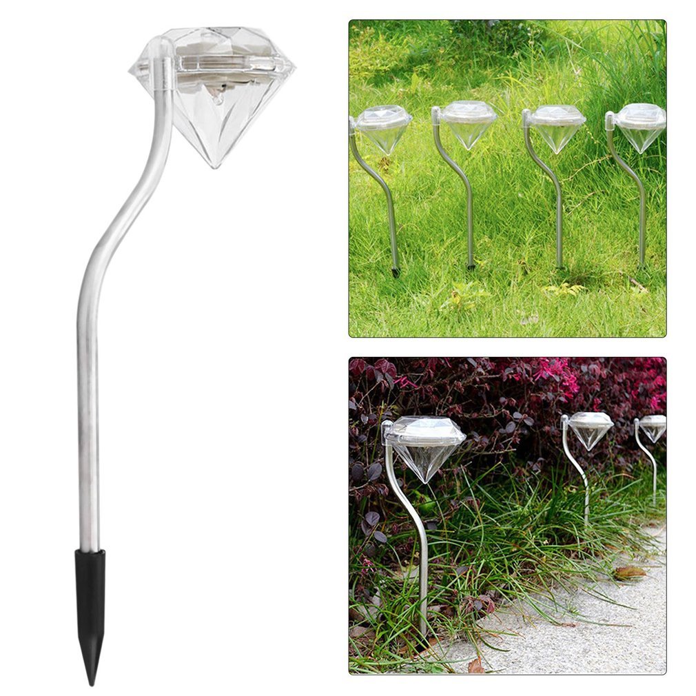 4pcs/set Diamond Shape LED Solar Powered Lamp Outdoor Lawn Lights for Pedestrian Pathway Garden Villa Decoration