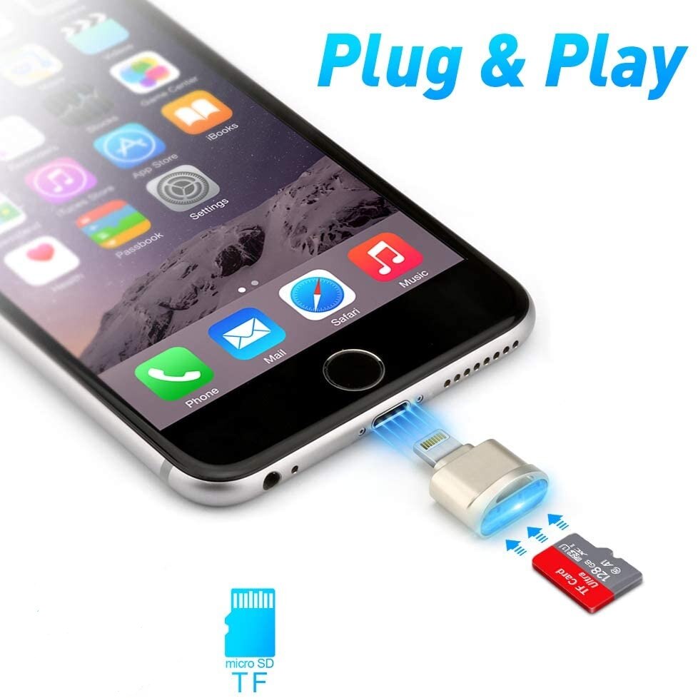 Mini lecteur de carte MicroSD Lightning pour iPhone 11 Pro Max Xr, lecture de vidéo, transfert de données Photo, adaptateur caméra TF, Excel, fichier Word