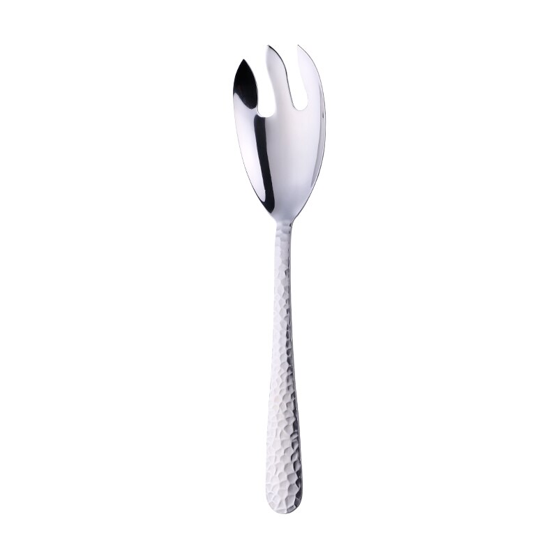 Grote Opscheplepel Vork 12Inch Goud Salade Servers Eetlepel Roestvrij Staal Rose Goud Eettafel Gereedschap Keukengereedschap: Silver-Fork