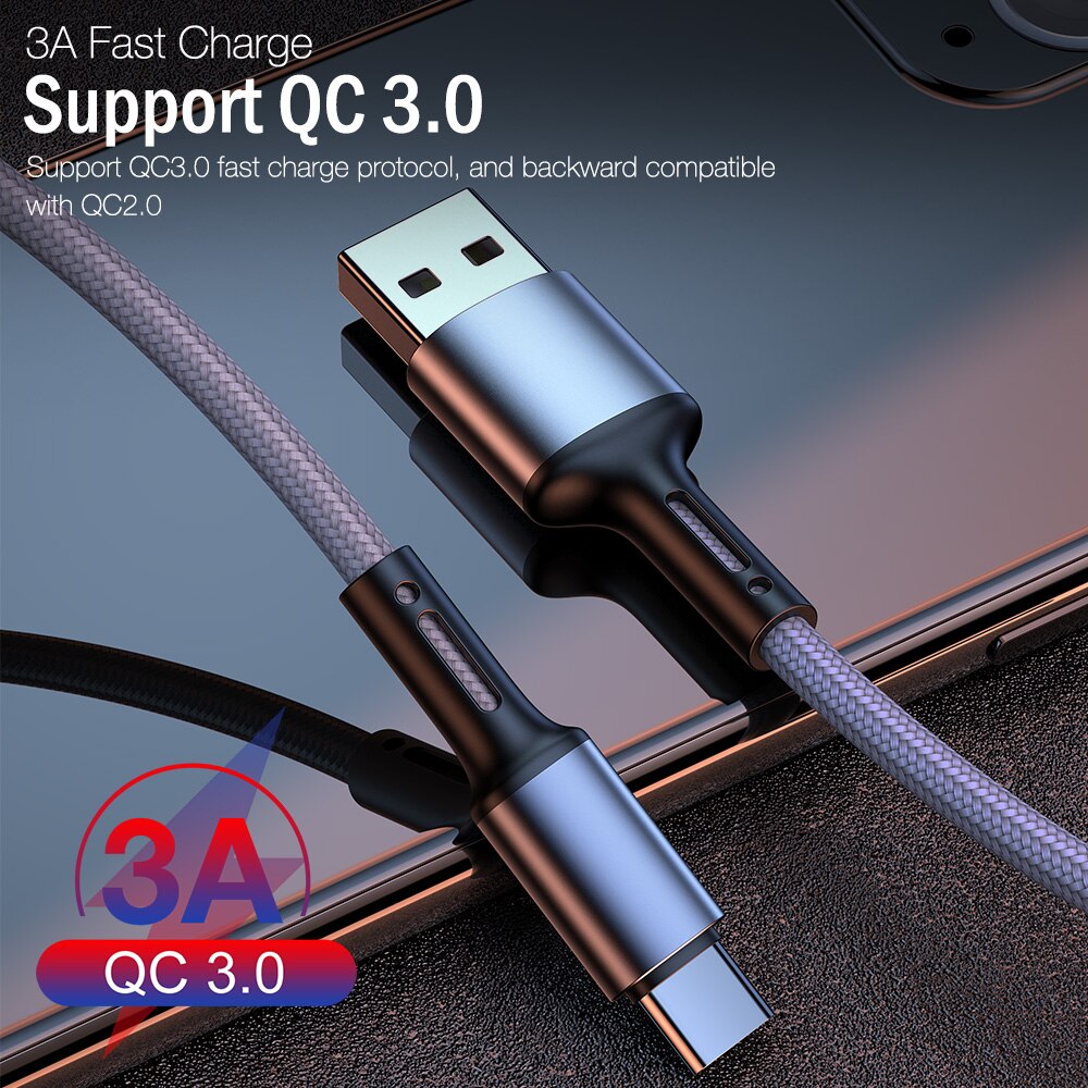 Câble USB de Type C pour recharge rapide et transfert de données, cordon de 2m/3m, compatible avec Samsung A51, A71, Huawei P30 Lite, Mate, Xiaomi Redmi Note 8, 9, 10