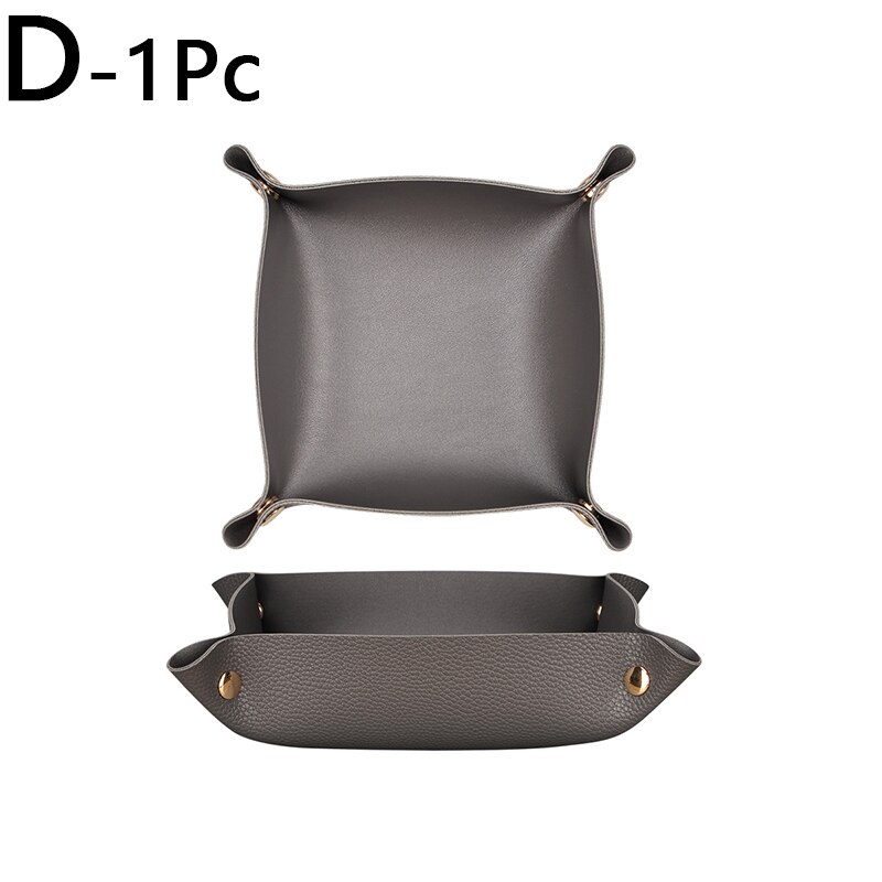 nordisch Stil Faux Leder Ablage Kasten Multi-zweck Druckknopf Schmuck Kosmetik Schlüssel Platte Platz Schreibtisch Organisation: D-M