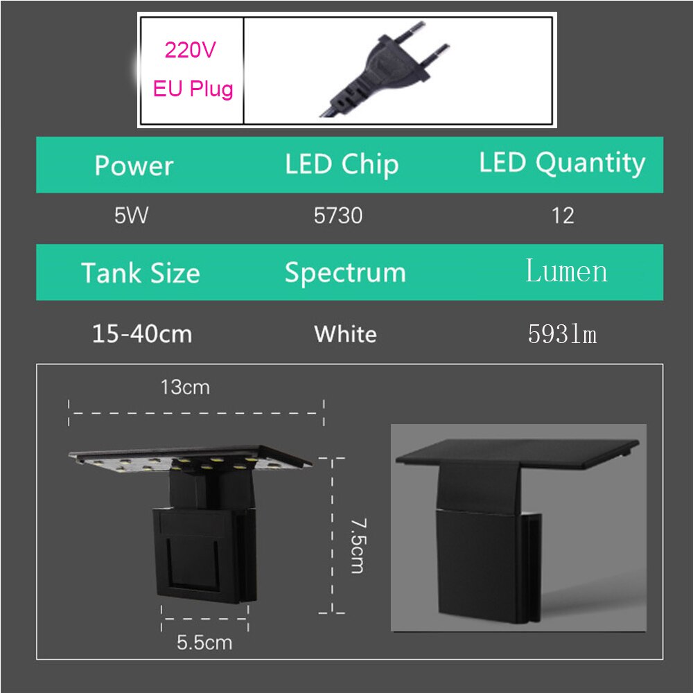 Super Slim 5W/10W Aquarium LED Lighting Clip on Double Lamp Fresh Water Plants Grow Light LED Aquarium for Nano Fish Tanks