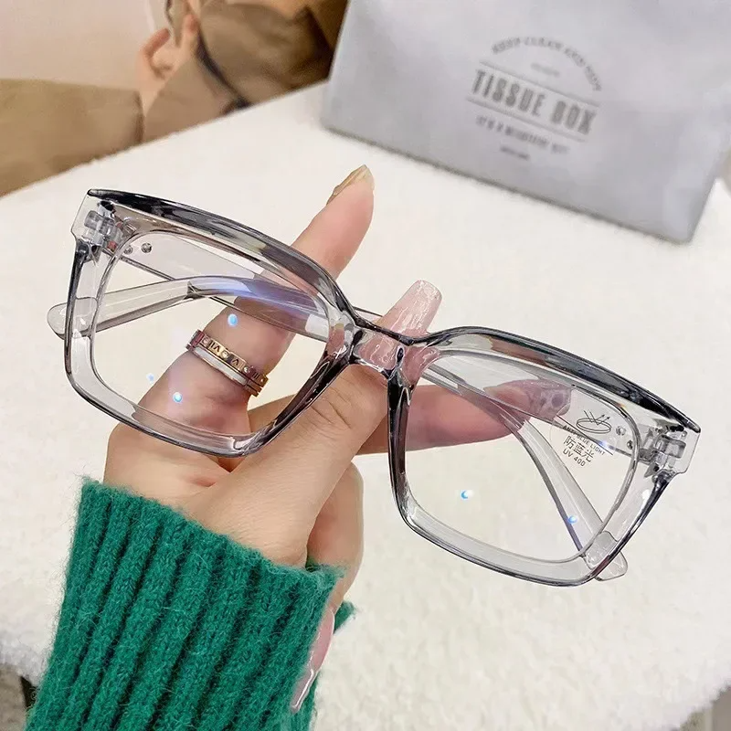 Gafas de protección contra luz azul para mujer, montura de gran tamaño, gafas Vintage, gafas de ordenador, montura completa, gafas transparentes de protección ocular: Oro