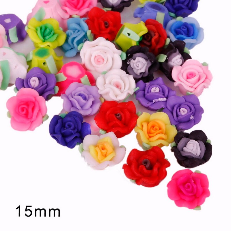5-10 Stuks Mode Mooie Charmant Gemengde Kleur Polymer Clay Bloem Losse Spacer Kralen 10-30mm: 15x9mm Rose 5pcs