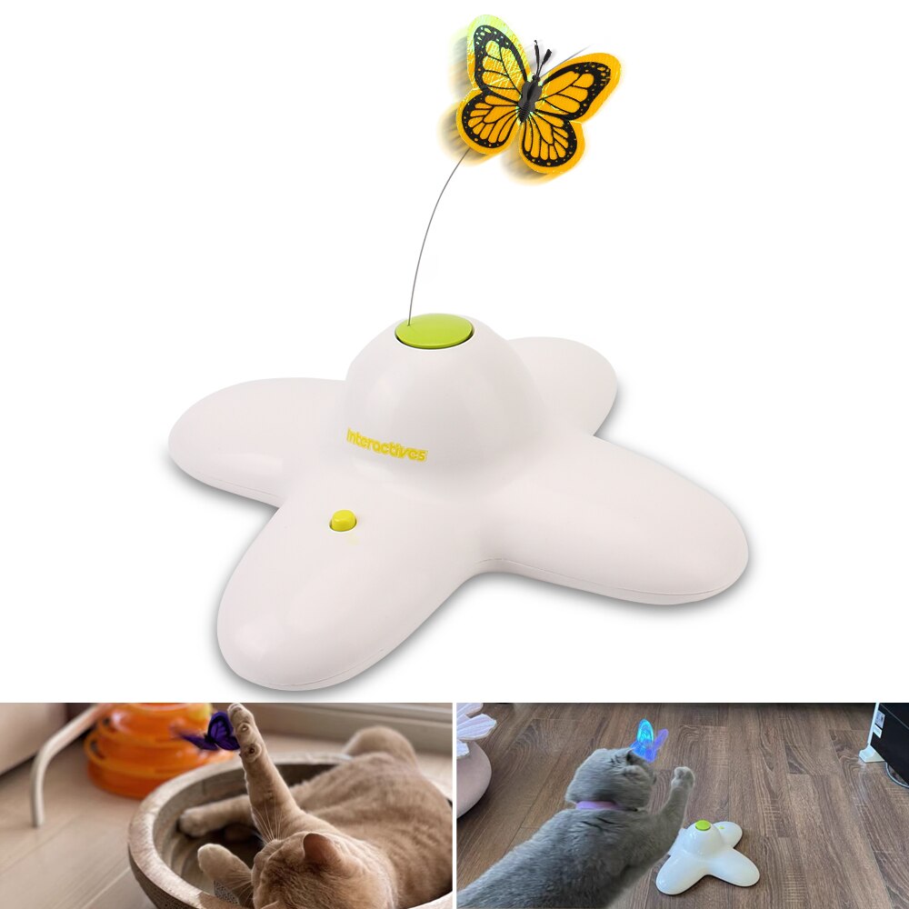 Interactive Flutter Bug Smart Activated Butterfly Funny Toys Automatic Cat Toy 360 Degree Rotating Motion Flashing Puzzle Toy