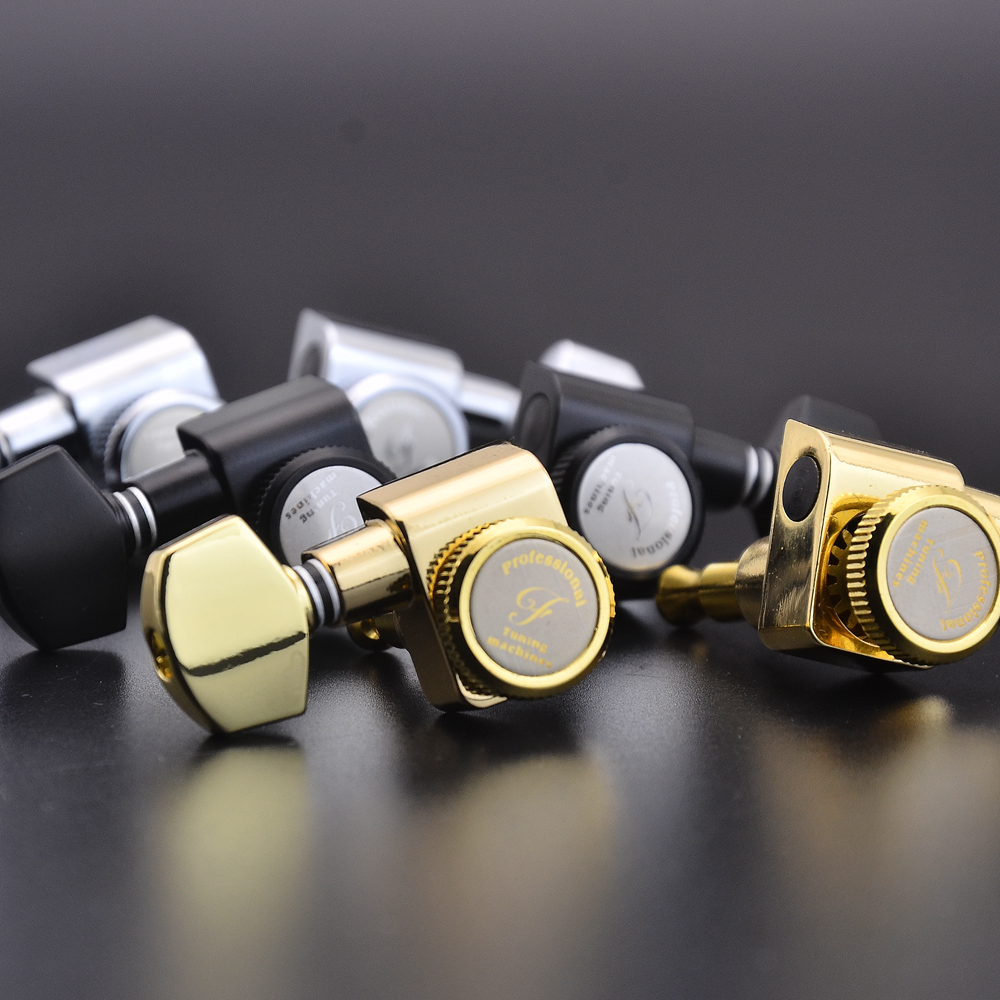 1 Set 6/7/8 corde senza chiusura a vite teste per chitarra sigillate accordatori per chitarra nero/oro/argento cromato