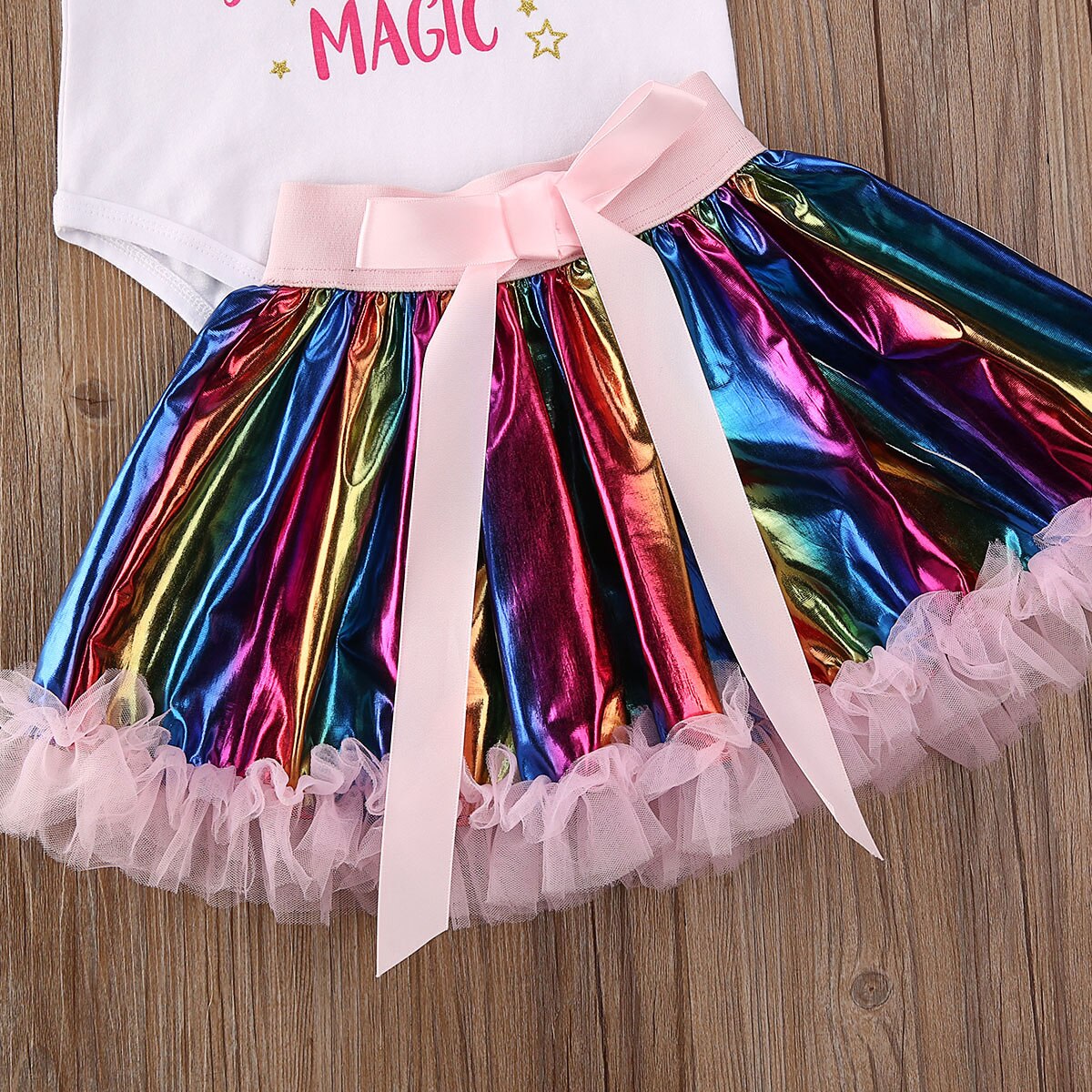 Ropa para niños transpirable bebé recién nacido letra impresa manga corta mameluco falda colorida conjunto bebé niñas mono falda tutú