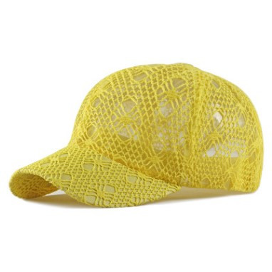 Xdanqinx Verstelbare Size Vrouwen Hollow Ademend Baseball Caps Mesh Cap Zomer Ventilatie Kant Vrouwelijke Hoed Merken Cap: yellow