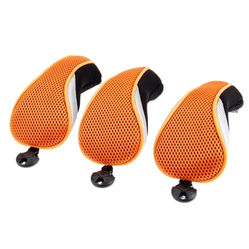 SURIEEN 3 Pcs/Set Golf Club Head Cover Golf hybrid club Headcovers Golf Head Covers Protect Set 6 Colors Choose: Orange