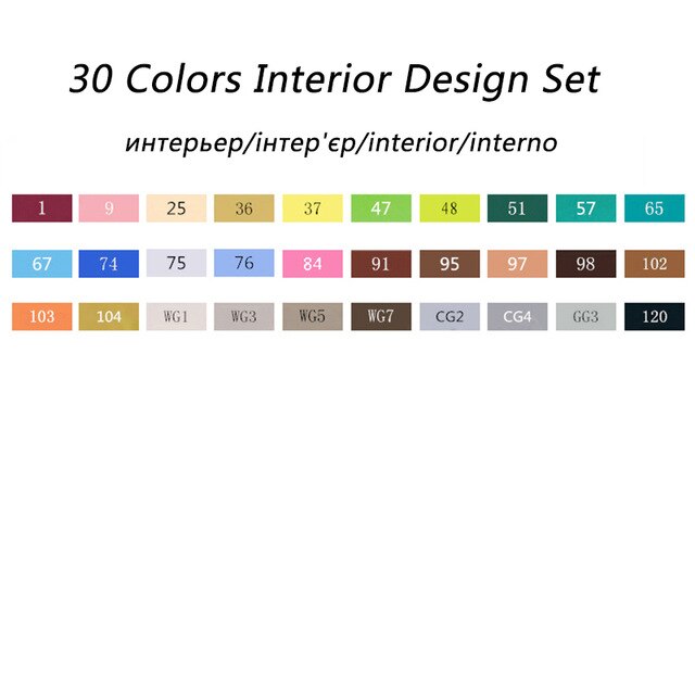TOUCHNEW (T7) 30/40/60/80/168 colores juego de marcadores artísticos a base de Alcohol rotulador para bocetos pluma Fineliner para dibujar Manga suministros de oficina: 30 Interior set
