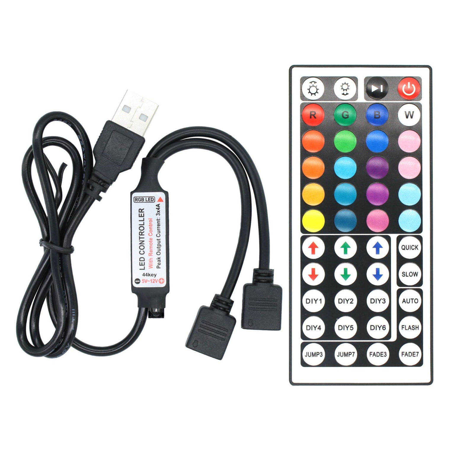 USB RGB Controller DC 5V Mini 3Key 24/44Key IR Bluetooth 17Key RF Wireless Remote Control For LED Strip light Tape Ribbon Lamp: black