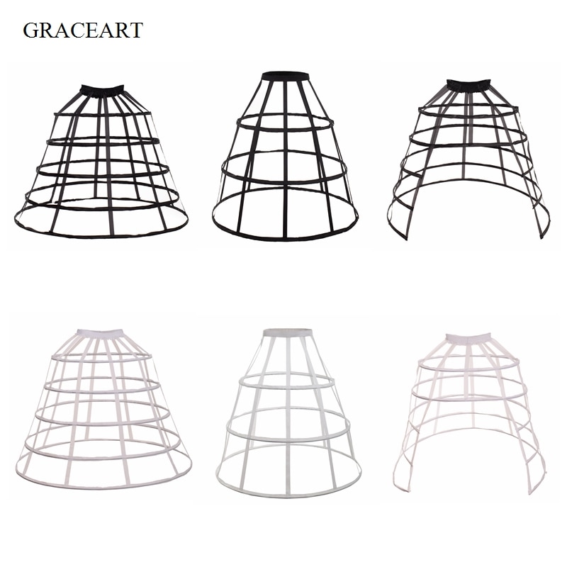 Jupe avec Cage Crinoline pour femme, jupon blanc et noir