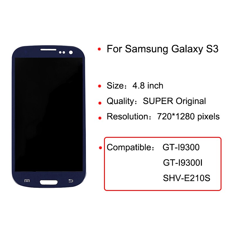 Ensemble écran tactile LCD, pour Samsung Galaxy S3 I9300 I9300I SHV-E210S, Original