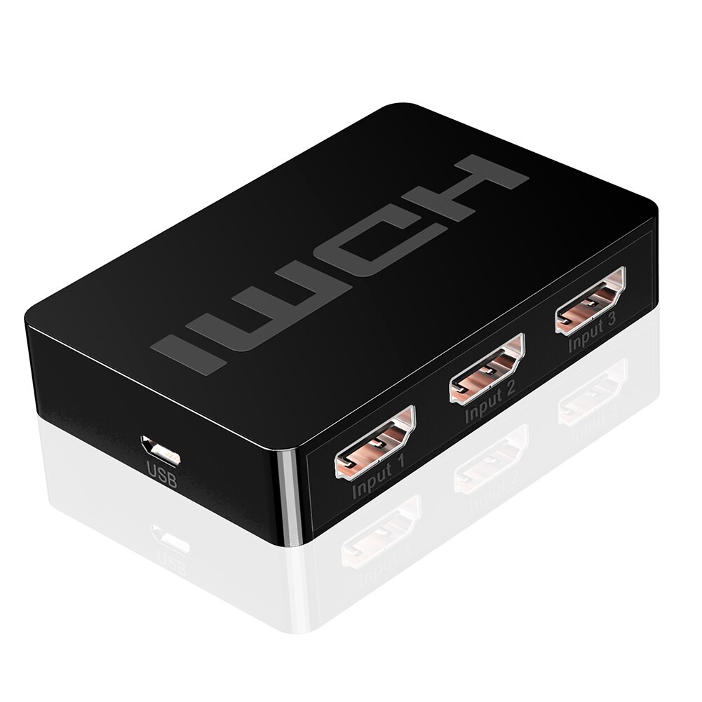 3 Port 1080P HDMI Switcher Plug Play Convenient Quick Operate 3x1 HDMI Splitter with Remote Control for PS4 TV Box
