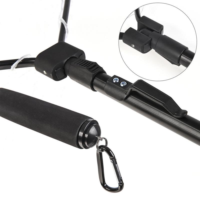 Fast Folding Hand Net Fishing Fly Fish Landing Net Trout Bass Soft Rubber Mesh Catch Release Net Aluminum Alloy Black