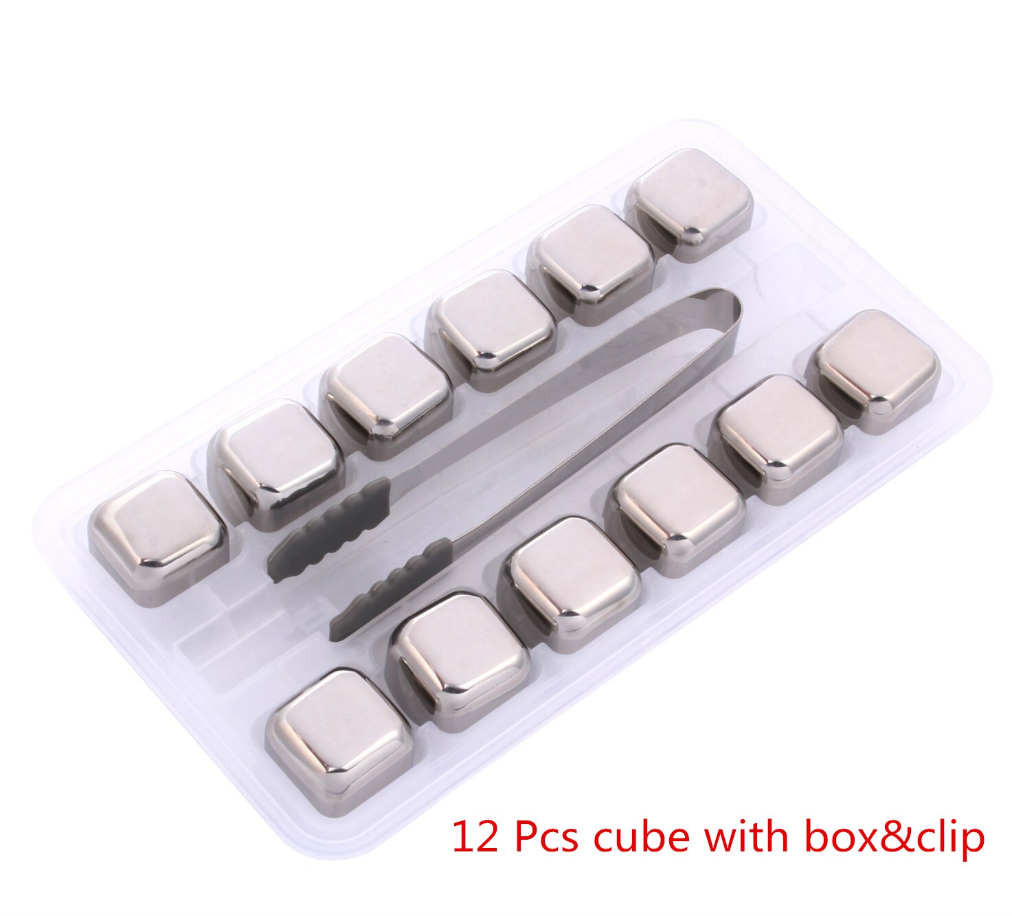 Rvs Whisky Ijsblokjes Bar Levert Magische Wodka/Wiskey/Wijn/Bier Koeler Rotsen Koelers Houder Boxed chiller Gereedschap: 12 pcs Cube