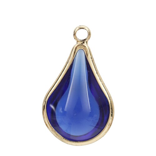 DoreenBeads Copper &amp; Glass Pendant Gold Peacock Blue Colorful Charms 18mm x10mm( 6/8&quot; x 3/8&quot;) - 17mm x10mm, 5 PcS: 10