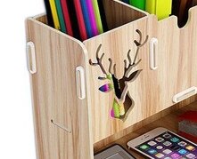 Wood Functional Pen Pencil Holder Receiving Box Deskop Table Learning Office Desk Organizer Storage Rack With Glue