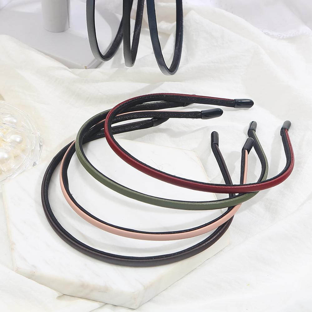 Leren dunne 0.5cm brede haarbanden voor meisjes, haaraccessoires voor vrouwen, mix kleuren hoofdbanden, styling haarversieringen