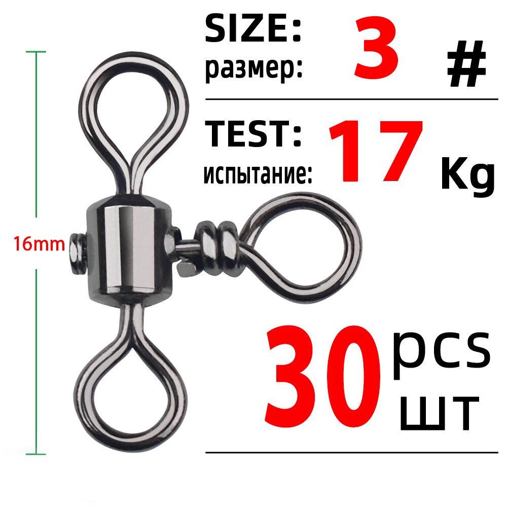 Dndyuju 30Pcs 3 Manier Barrel Cross Lijn Vissen Draaibare Met Effen Ring Messing Vissen Haak Lijn Connector Vissen Accessoires