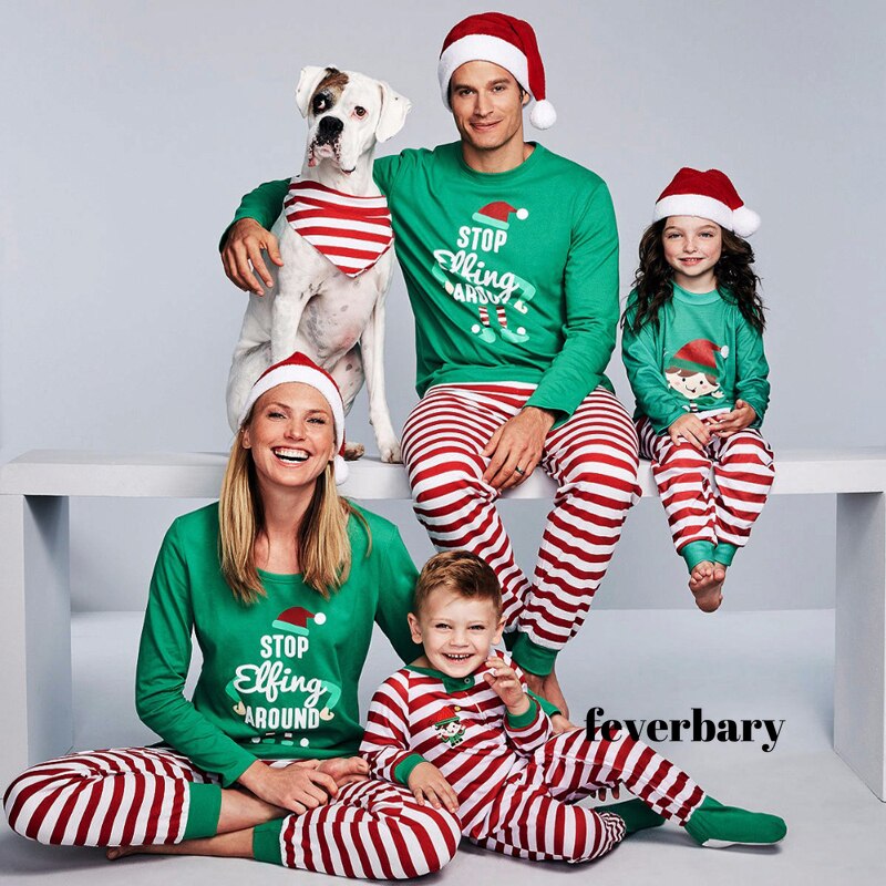 Familie julepyjamas sæt familie matchende tøj juletøj voksne børn pyjamas sæt baby romper nattøj